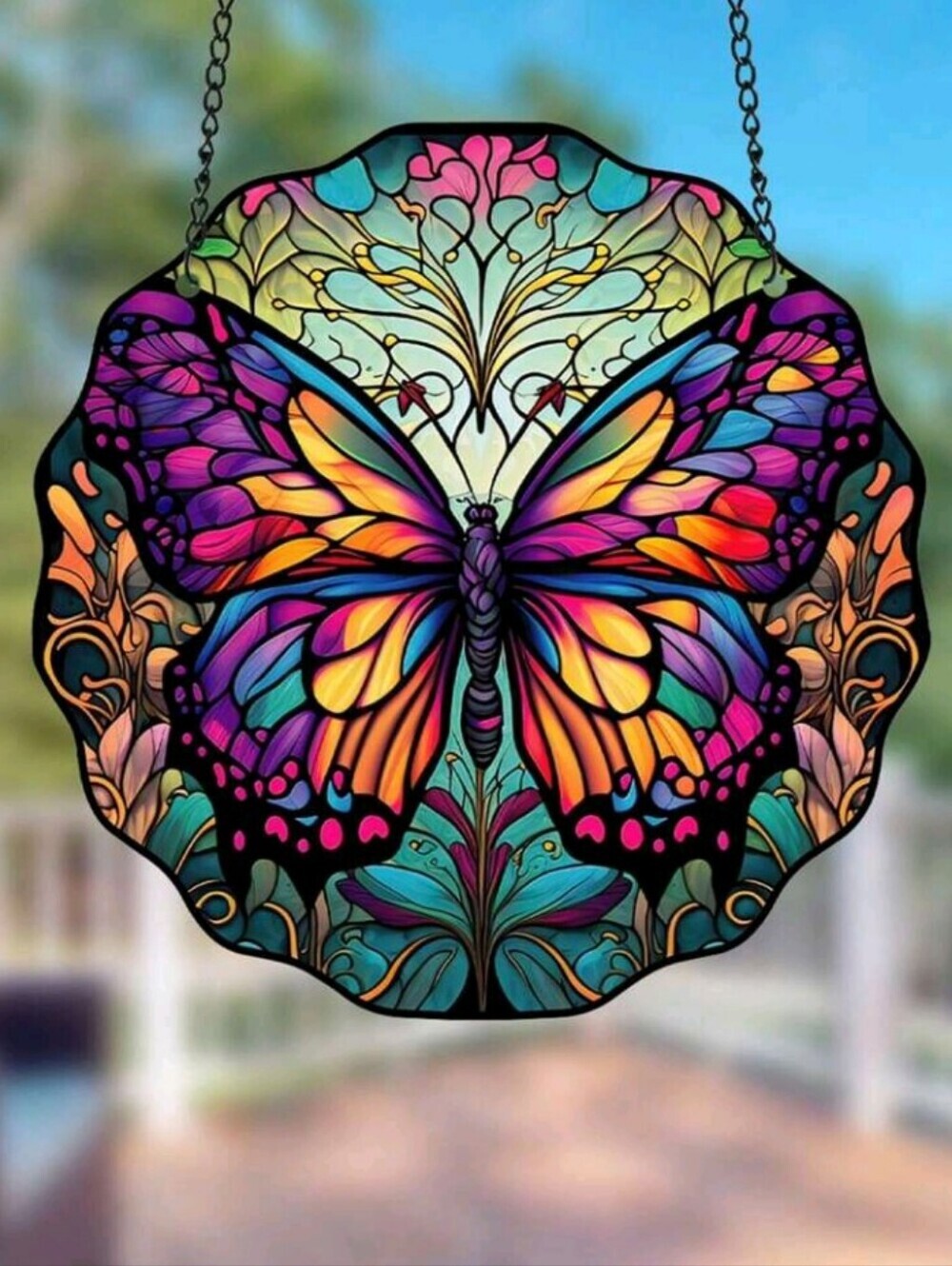 Multicolor Stained Glass Style Butterfly Suncatcher 2D Acrylic Summer Decor